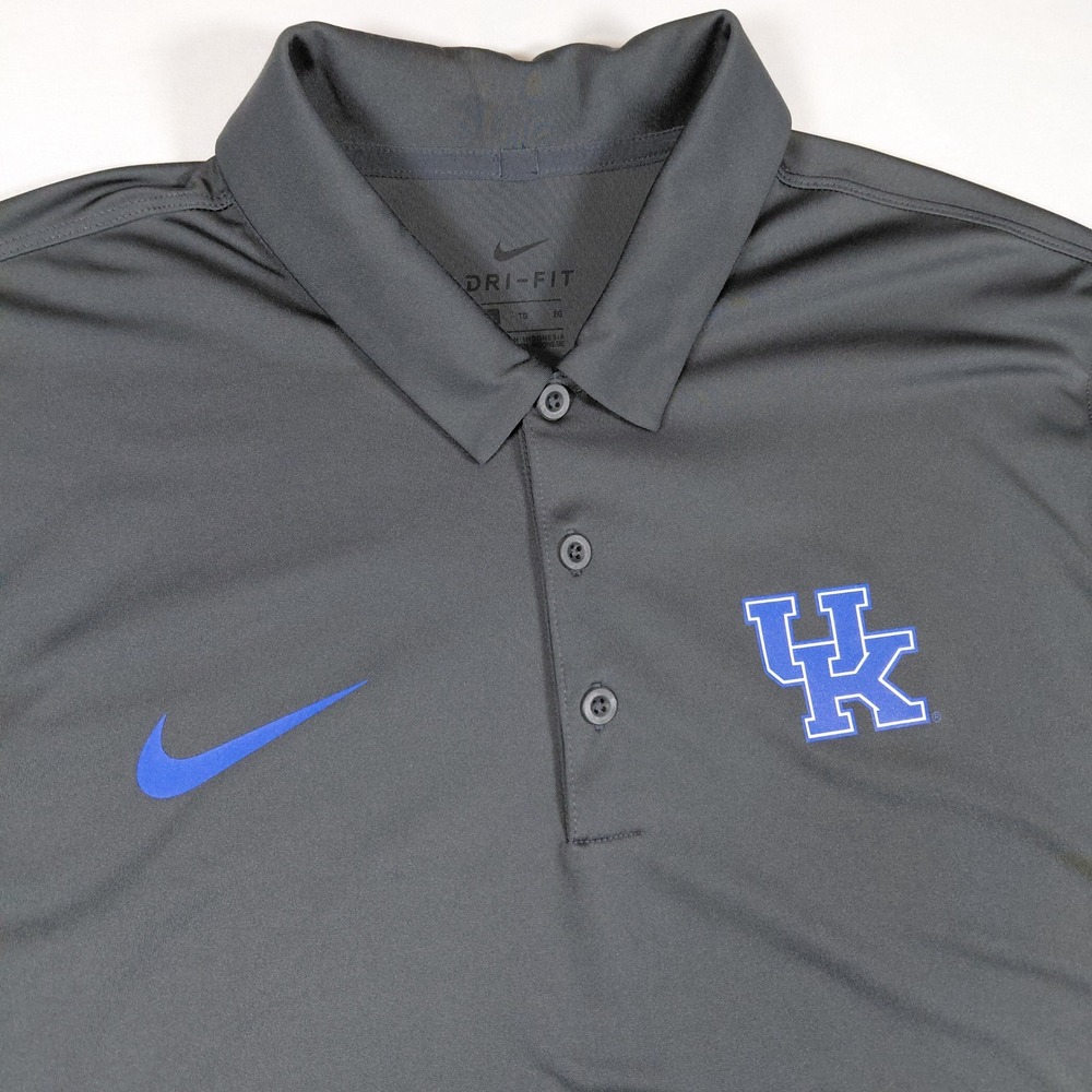 Nike Mens Kentucky Wildcats Dri-Fit Polo Shirt Gray Blue XL NCAA Collegiate